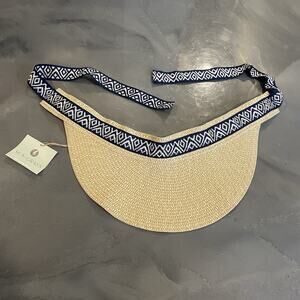 Sea & Grass Womens Straw Sun Visor Hat With Adjustable Tie Band Packable